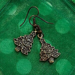 Bundle of 5 Bronze Christmas Tree Earrings